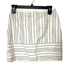 Madewell Linen Blend Mini Skirt Womens Size 00 Ivory‎ Pinstriped Lined G6079